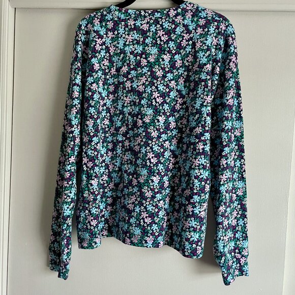 J. Crew Floral French Terry Sweatshirt Size L Blue Green NWOT - Picture 4 of 14